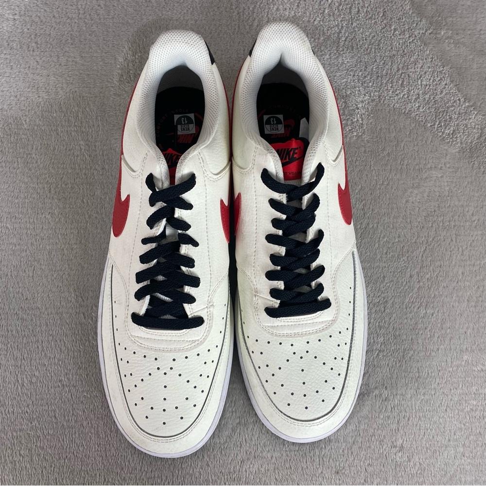Nike Court Vision Low Sail Men's Sneakers Shoes Size 13 White Red Leather - Picture 8 of 11